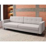 Sofá 3 Lugares Living Pé Palito Linho Cotton Cru 210 Cm