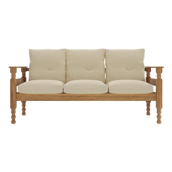 Sofá 3 Lugares Madeira Maciça Liz Multimóveis Cr7000.t62 Imbuia/bege - Imagem 4