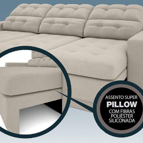 Sofá 3 Lugares Net Jobim Assento Retrátil E Reclinável Areia 2,05m (l) - Imagem 3