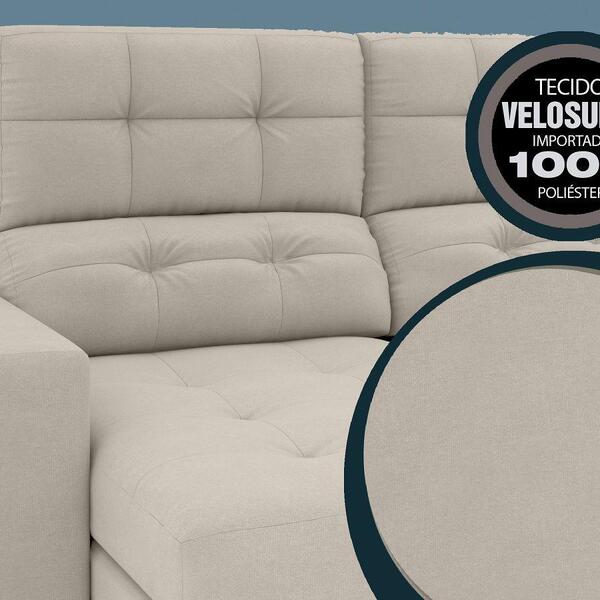 Sofá 3 Lugares Net Jobim Assento Retrátil E Reclinável Areia 2,05m (l) - Imagem 4