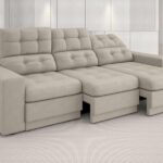 Sofá 3 Lugares Net Jobim Assento Retrátil E Reclinável Areia 2,05m (l)