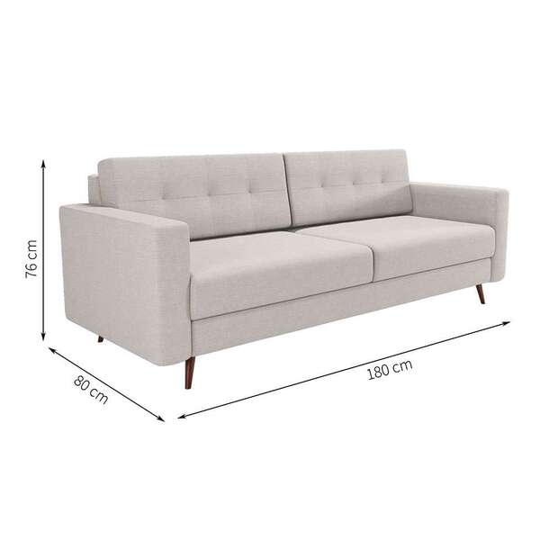 Sofá 3 Lugares Pé Palito Living Linho Cotton Cru - Imagem 4