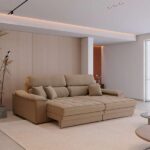 Sofá 3 Lugares Retrátil E Reclinável Lupin Linho Bege - Imagem 2