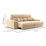 Sofá 3 Lugares Retrátil E Reclinável Lupin Linho Bege - Imagem 4