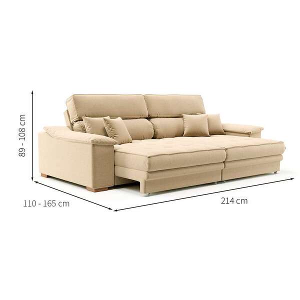 Sofá 3 Lugares Retrátil E Reclinável Lupin Linho Bege - Imagem 4