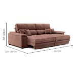 Sofá 3 Lugares Retrátil E Reclinável Lupin Velosuede Marrom - Imagem 4