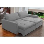 Sofá 3 Lugares Retrátil Sem Caixa Capri Veludo Cinza - Imagem 4