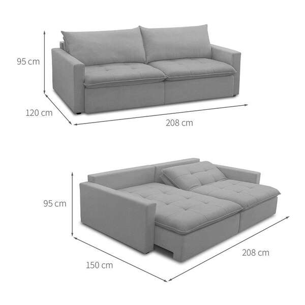 Sofá 3 Lugares Retrátil Sem Caixa Capri Veludo Cinza - Imagem 5