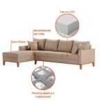 Sofá 4 Lugares Beny Com Chaise Esquerdo Linho Bege - Imagem 4