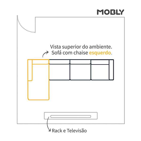 Sofá 4 Lugares Beny Com Chaise Esquerdo Linho Bege - Imagem 5