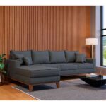 Sofá 4 Lugares Beny Com Chaise Esquerdo Linho Grafite