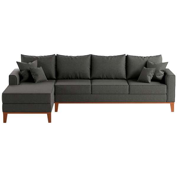 Sofá 4 Lugares Beny Com Chaise Esquerdo Linho Grafite - Imagem 3