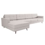 Sofá 4 Lugares Living Com Chaise Esquerdo Pé Palito Linho Cotton Cru - Imagem 2