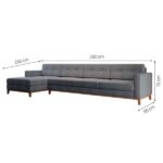 Sofá 4 Lugares Living Com Chaise Esquerdo Pés E Base Em Madeira Linho Cotton Cinza - Imagem 4