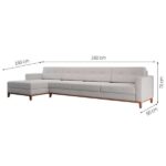Sofá 4 Lugares Living Com Chaise Esquerdo Pés E Base Em Madeira Linho Cotton Cru - Imagem 3