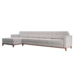 Sofá 4 Lugares Living Com Chaise Esquerdo Pés E Base Em Madeira Linho Cotton Cru - Imagem 4