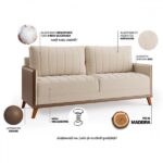 Sofá 4 Lugares Living Linho/bronze - Viero Móveis - Imagem 3