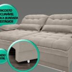 Sofá Bergamo 2,50m Assento Retrátil E Reclinável Velosuede Bege - Netsofas - Imagem 3