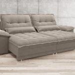 Sofá Bergamo 2,50m Assento Retrátil E Reclinável Velosuede Bege - Netsofas