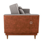 Sofá Cama Pala 203cm Reclinável Courino Marrom | Linho Cinza Claro - Sallar Home - Imagem 3