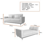 Sofá Cama Pala 203cm Reclinável Courino Marrom | Linho Cinza Claro - Sallar Home - Imagem 4