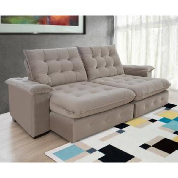 Sofá Coliseu 2,00m Retrátil E Reclinável Super Pillow - Avelã - Imagem 3