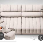 Sofá Com Porta Copos E Carregador Usb Retrátil E Reclinável Murano 2,00m Velosuede Areia - Imagem 3