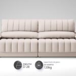 Sofá Com Porta Copos E Carregador Usb Retrátil E Reclinável Murano 2,00m Velosuede Areia - Imagem 5