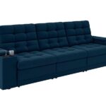 Sofá Confort Premium 2,30m Assento Retrátil/reclinável Porta Copos E Usb Suede Petróleo - Xflex Sofas - Imagem 3