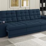 Sofá Confort Premium 2,30m Assento Retrátil/reclinável Porta Copos E Usb Suede Petróleo - Xflex Sofas