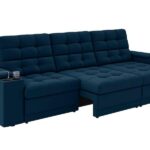 Sofá Confort Premium 2,30m Assento Retrátil/reclinável Porta Copos E Usb Suede Petróleo - Xflex Sofas - Imagem 2