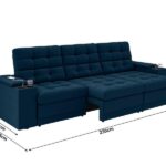 Sofá Confort Premium 2,30m Assento Retrátil/reclinável Porta Copos E Usb Suede Petróleo - Xflex Sofas - Imagem 4