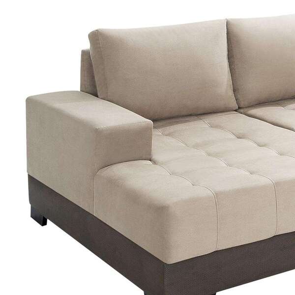 Sofá De Canto 5 Lugares Com Chaise Esquerdo Patrícia Suede Areia - Imagem 5