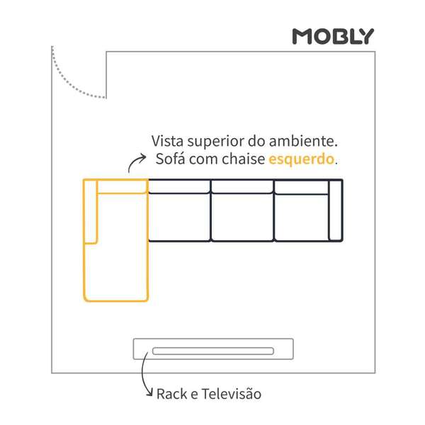 Sofá De Canto 5 Lugares Com Chaise Esquerdo Patrícia Suede Areia - Imagem 3