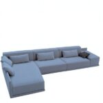 Sofá De Canto 5 Lugares Com Chaise Revestimento Em Sarja 336x74cm Cinza Médio - Imagem 6