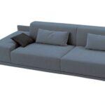 Sofá De Canto 5 Lugares Com Chaise Revestimento Em Sarja 336x74cm Cinza Médio - Imagem 5