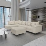 Sofá De Canto 9 Lugares Com Puff Cancun Branco