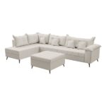 Sofá De Canto 9 Lugares Com Puff Cancun Branco - Imagem 4