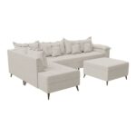 Sofá De Canto 9 Lugares Com Puff Cancun Branco - Imagem 6