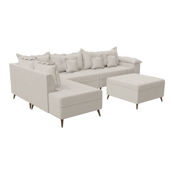 Sofá De Canto 9 Lugares Com Puff Cancun Branco - Imagem 6