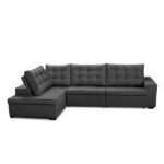 Sofá De Canto Retrátil E Reclinável Com Molas 3,00x2,00 Esq Jacke Suede Cinza Adonai Estofados - Imagem 2