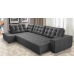 Sofá De Canto Retrátil E Reclinável Com Molas 3,00x2,00 Esq Jacke Suede Cinza Adonai Estofados