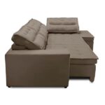 Sofá De Canto Retrátil E Reclinável Com Molas 3,00x2,00 Virginia Suede Cappuccino Adonai Estofados - Imagem 4