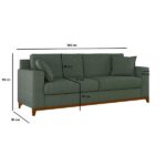 Sofá Living Vintage 3 Lugares 200cm Em Linho Slim Eucalipto - Imagem 4