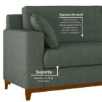 Sofá Living Vintage 3 Lugares 200cm Em Linho Slim Eucalipto - Imagem 5
