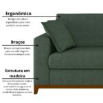 Sofá Living Vintage 3 Lugares 200cm Em Linho Slim Eucalipto - Imagem 7