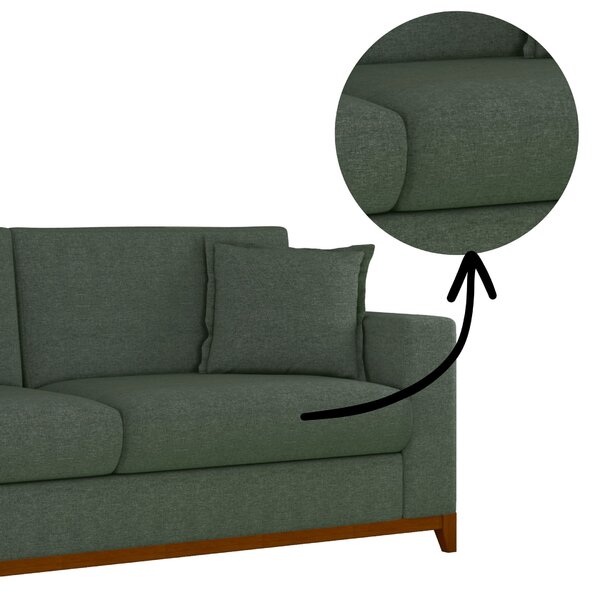 Sofá Living Vintage 3 Lugares 200cm Em Linho Slim Eucalipto - Imagem 8