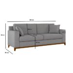 Sofá Living Vintage 3 Lugares 200cm Em Linho Slim Inox - Imagem 4