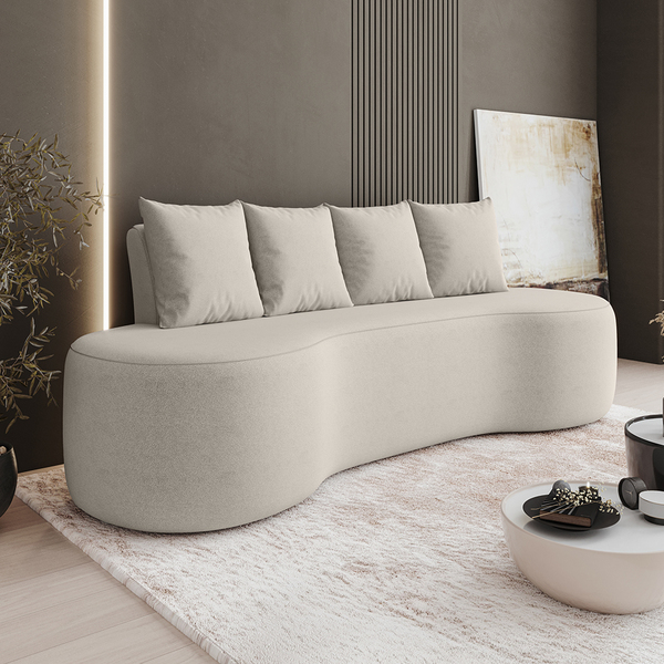 Sofá Orgânico Curvo 2,10m 3 Lugares Com Almofadas Ibiza Bexs - Imagem 4
