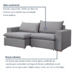 Sofá Retrátil 200cm Barcelona Linho/cinza - Imagem 2